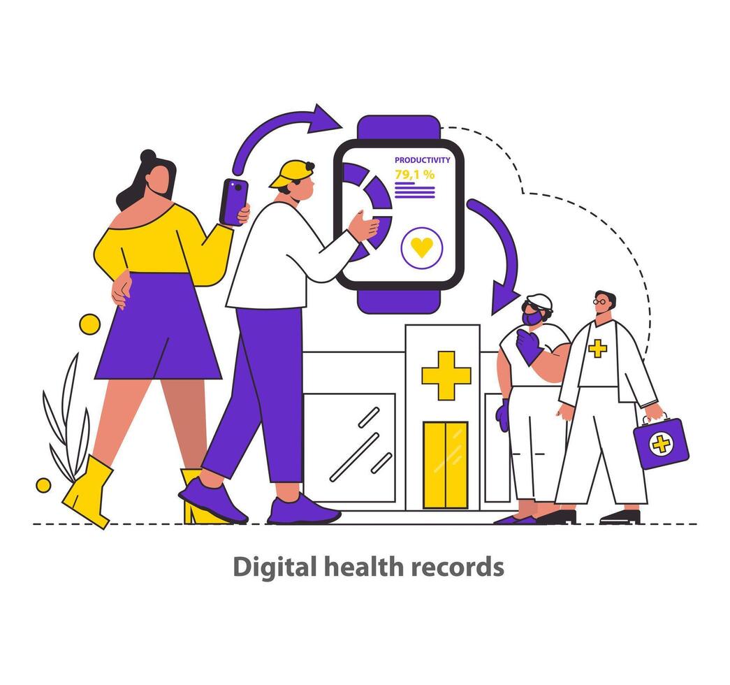 Tech-Assisted Health Flat illustration. vector