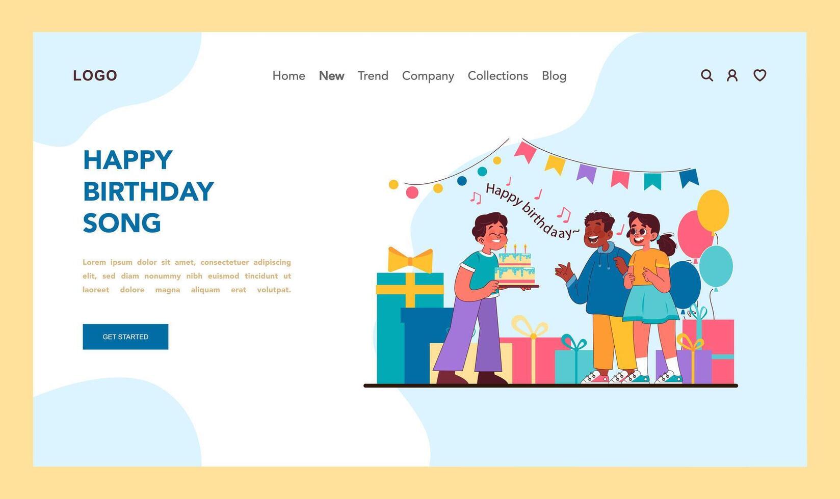 Happy birthday song concept. Flat illustration vector