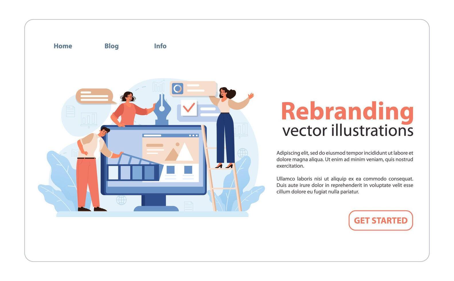 Rebranding Strategy Team. A dynamic illustration depicting a team collaboratively working on. vector