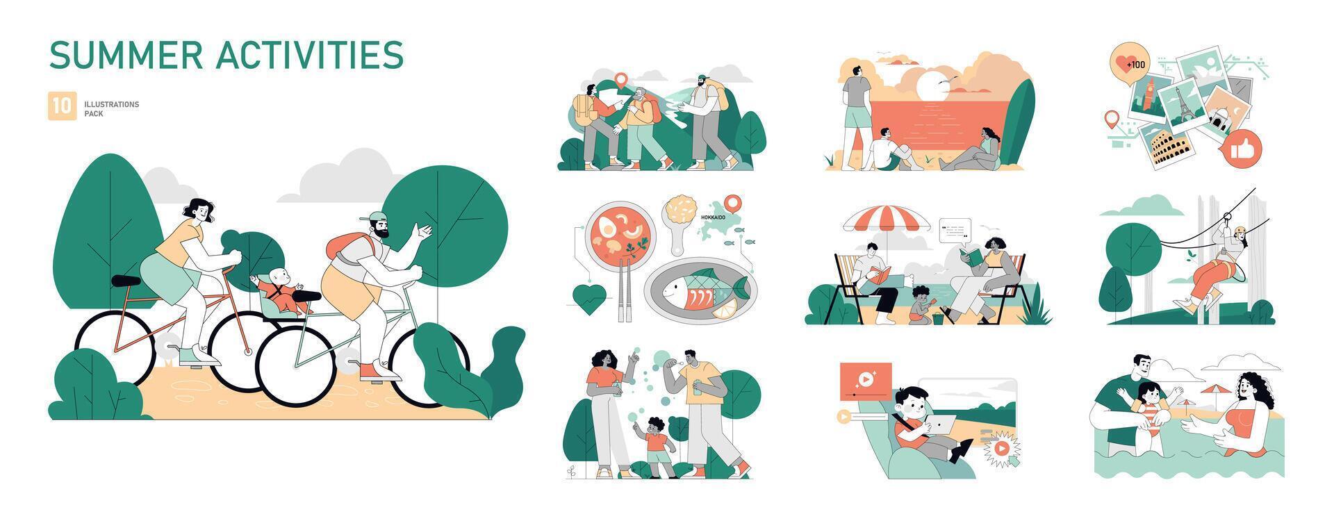 Summer Activities. Flat Illustration vector