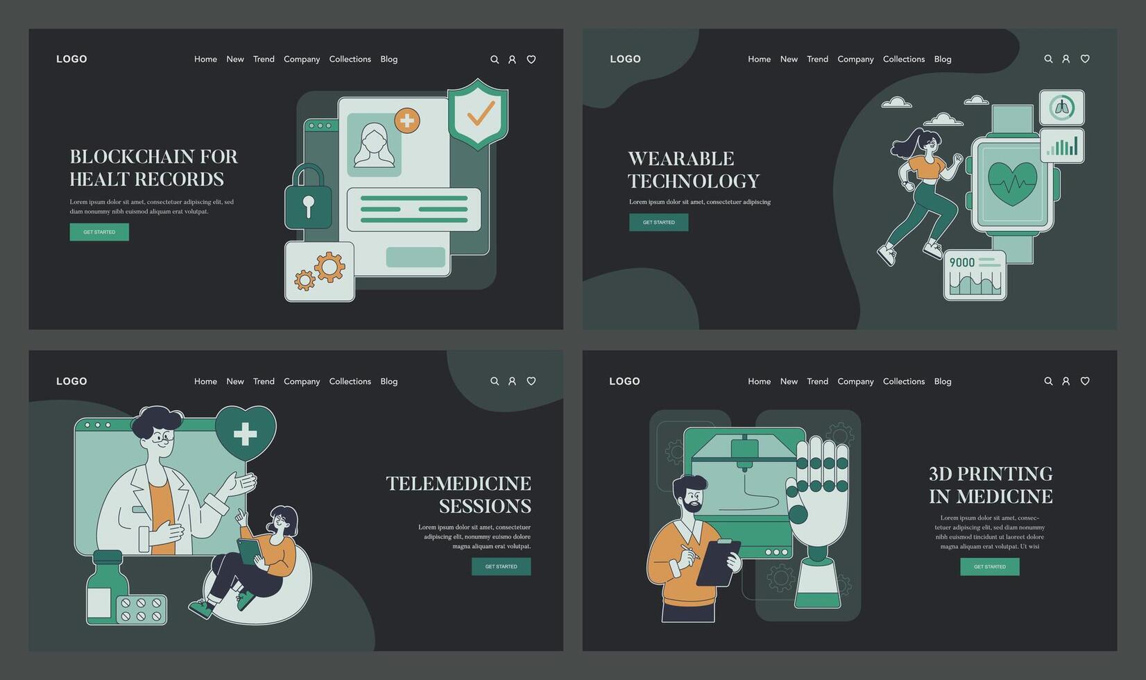 Tech Enabled Health. Flat Illustration vector
