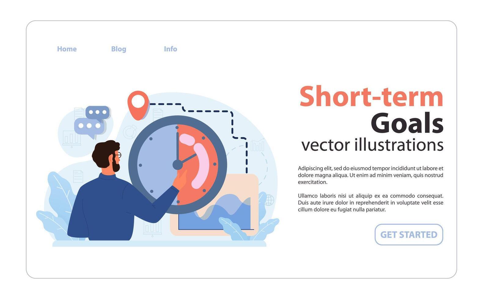 Short-term Goals concept. Flat illustration vector
