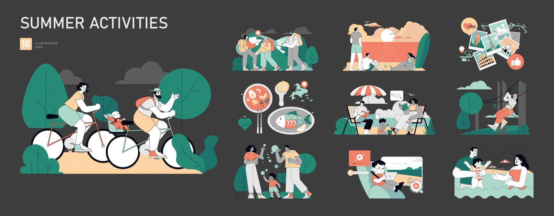 Summer Activities. Flat Illustration vector