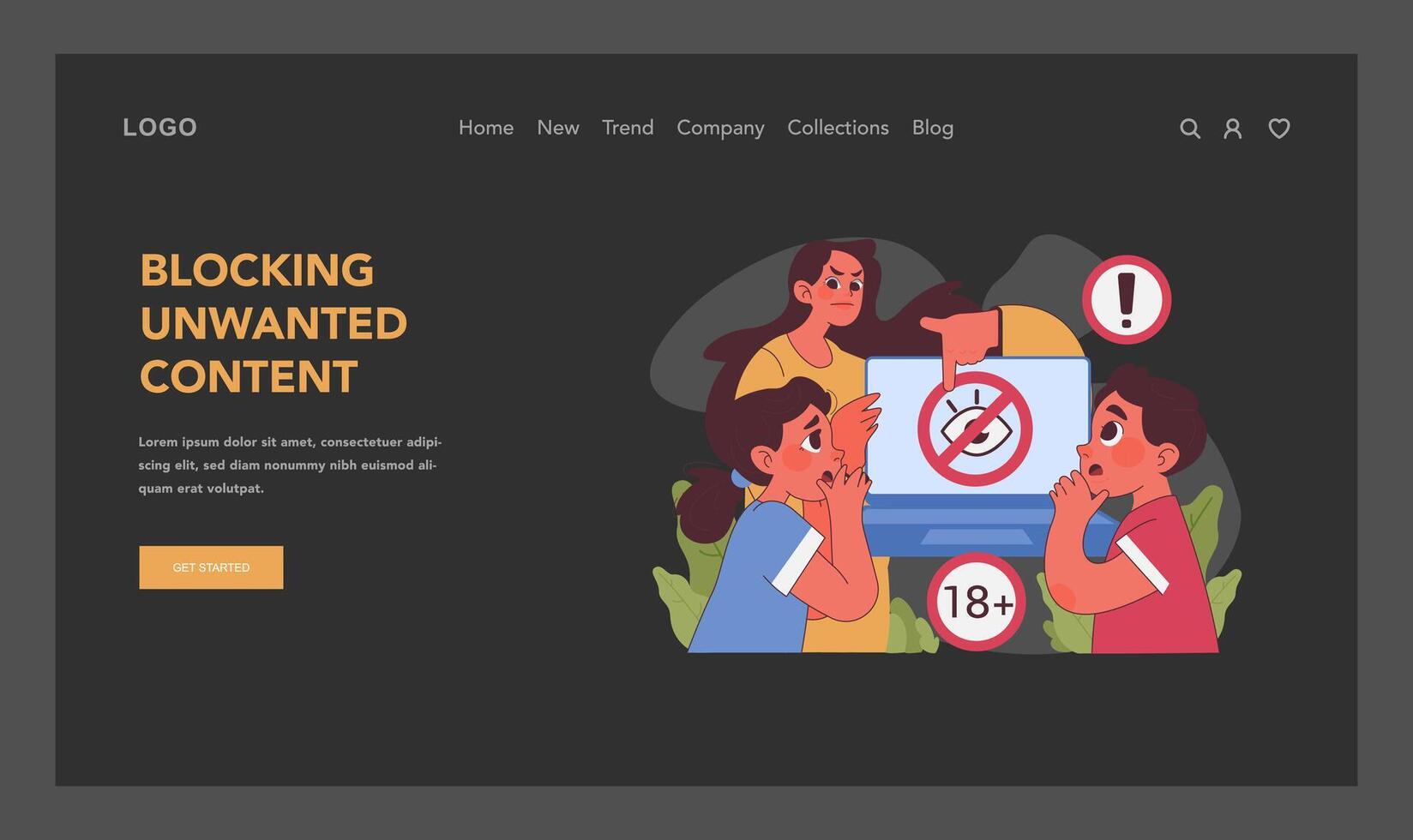 Blocking unwanted content concept. Flat illustration vector