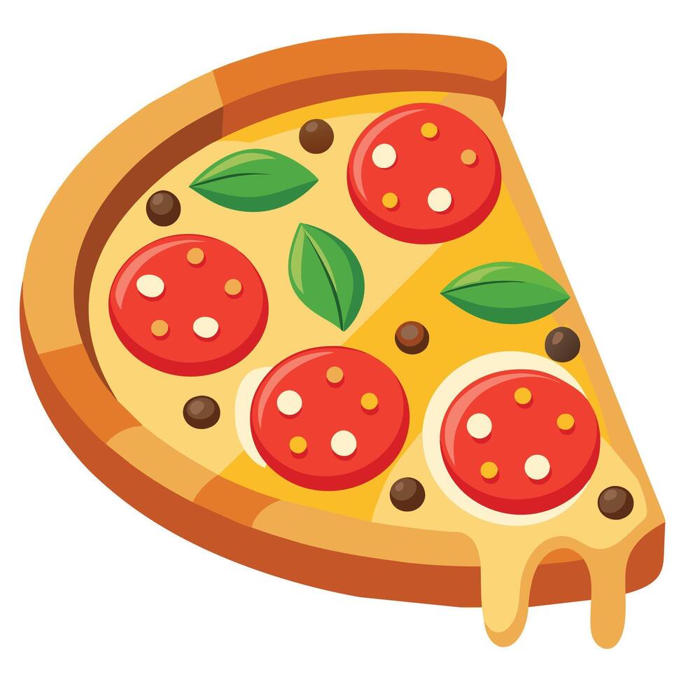 Italian pizza cartoon illustration on white background vector