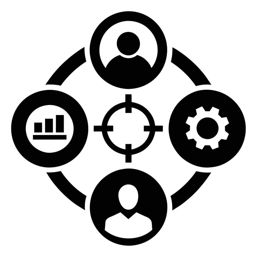 Set of operations management flat icons on white background vector