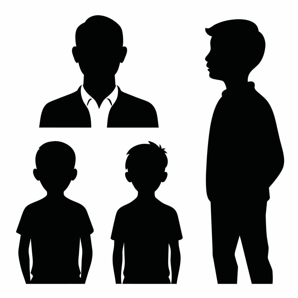 Set of father and Son Silhouette on white background vector
