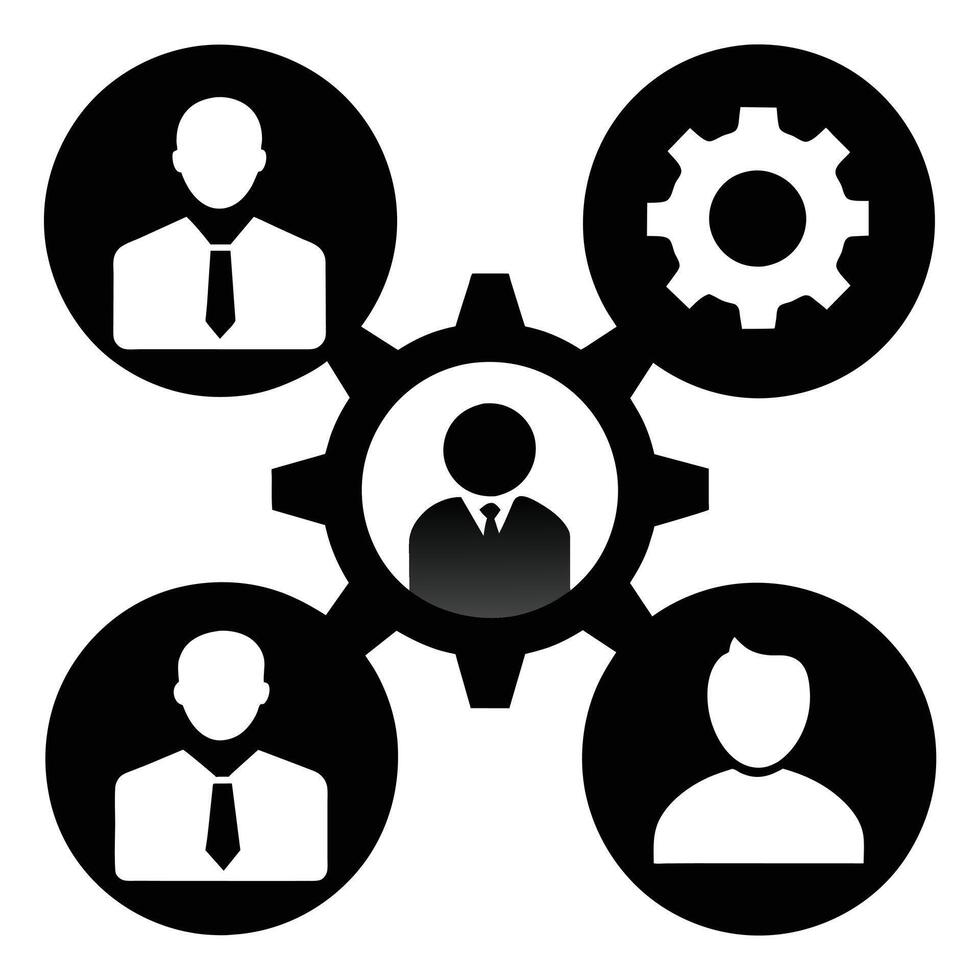 Set of operations management flat icons on white background vector