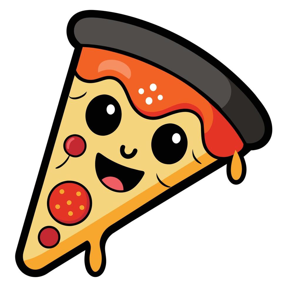 Italian pizza cartoon illustration on white background vector