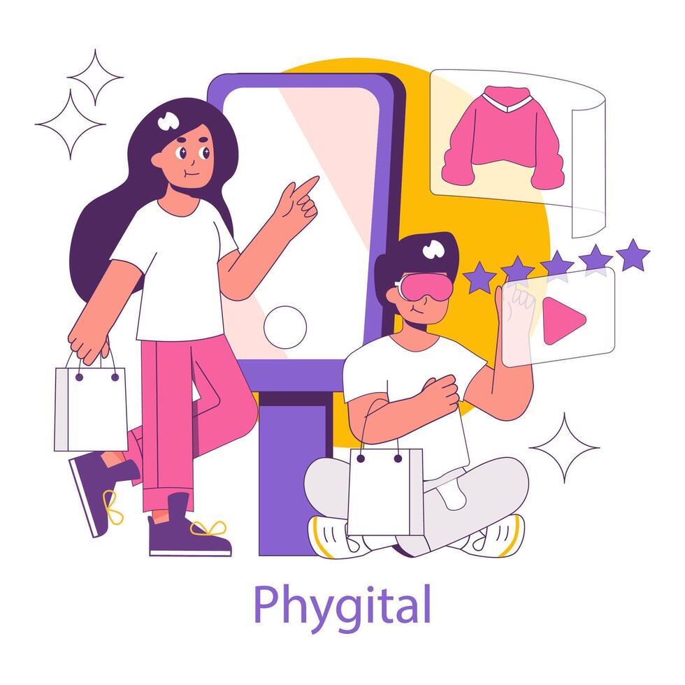 phygital. Flat Illustration vector