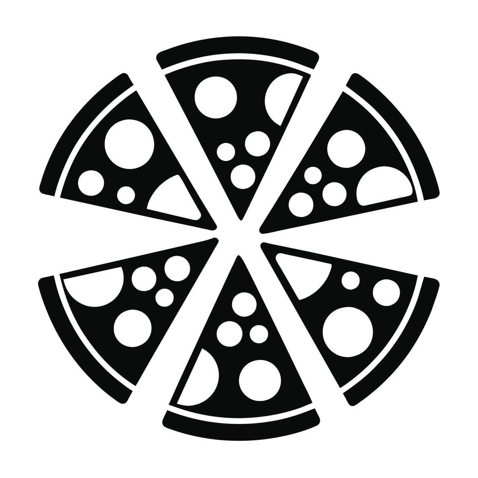 Set of Pizza with one slice separated linear icon on white background vector
