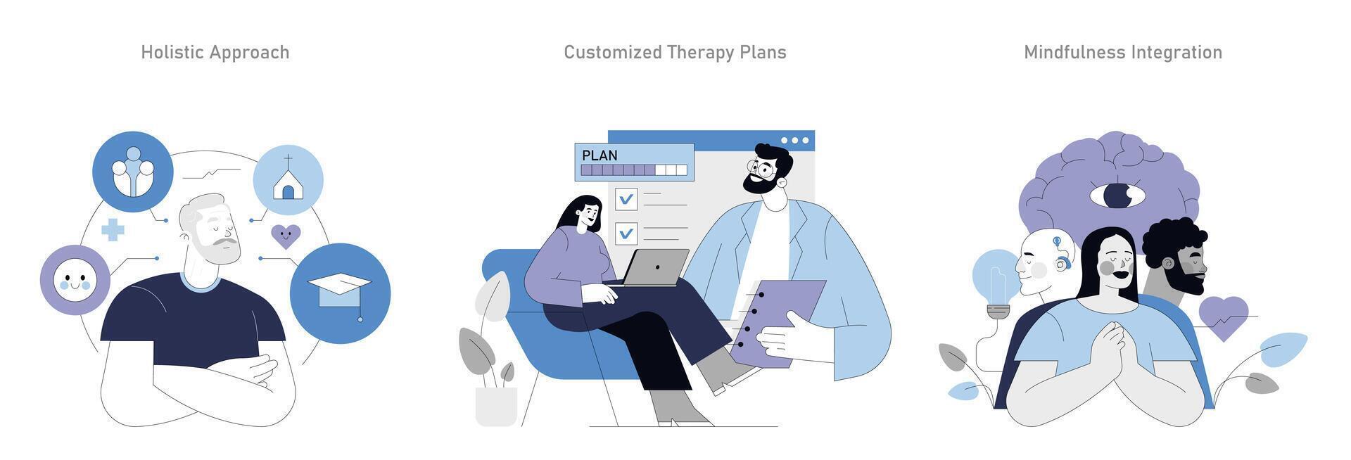 Integrative Psychotherapy. Flat Illustration vector