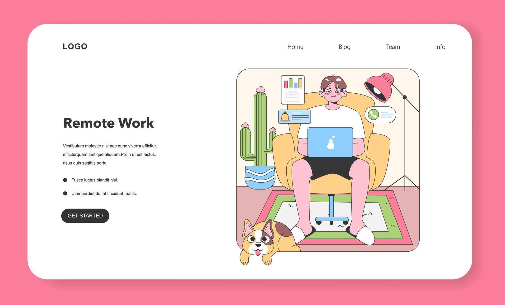 Home office scenario. Flat illustration vector