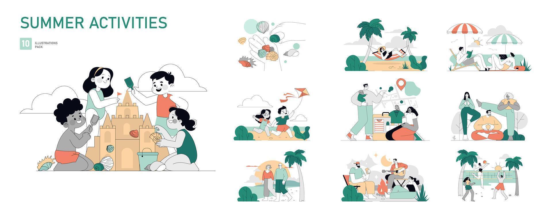 Summer Activities. Flat Illustration vector