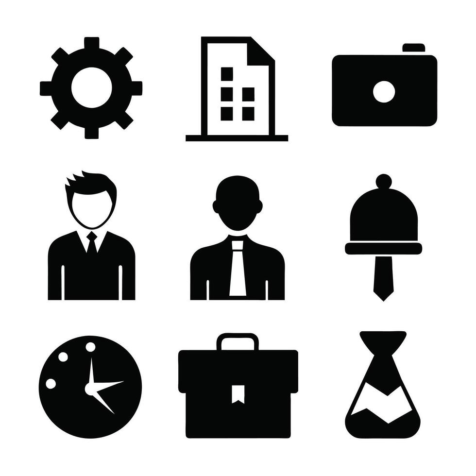 Set of office and business flat icons on white background vector