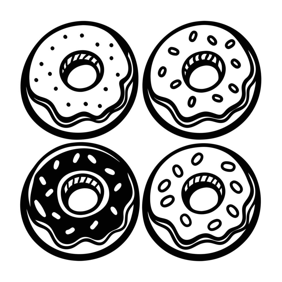 Set of delicious Donuts Collection on white background vector