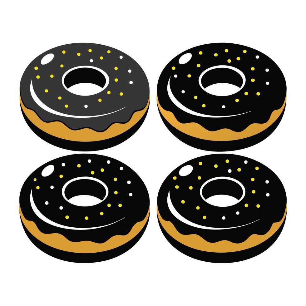 Set of delicious Donuts Collection on white background vector