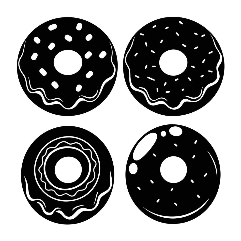 Set of delicious Donuts Collection on white background vector