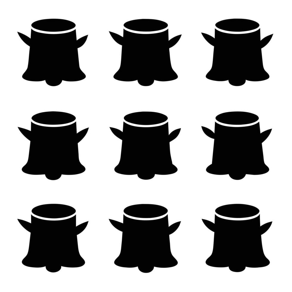 Set of black outline Stump icon . Tree Stub illustration collection. Wood symbol on white background vector