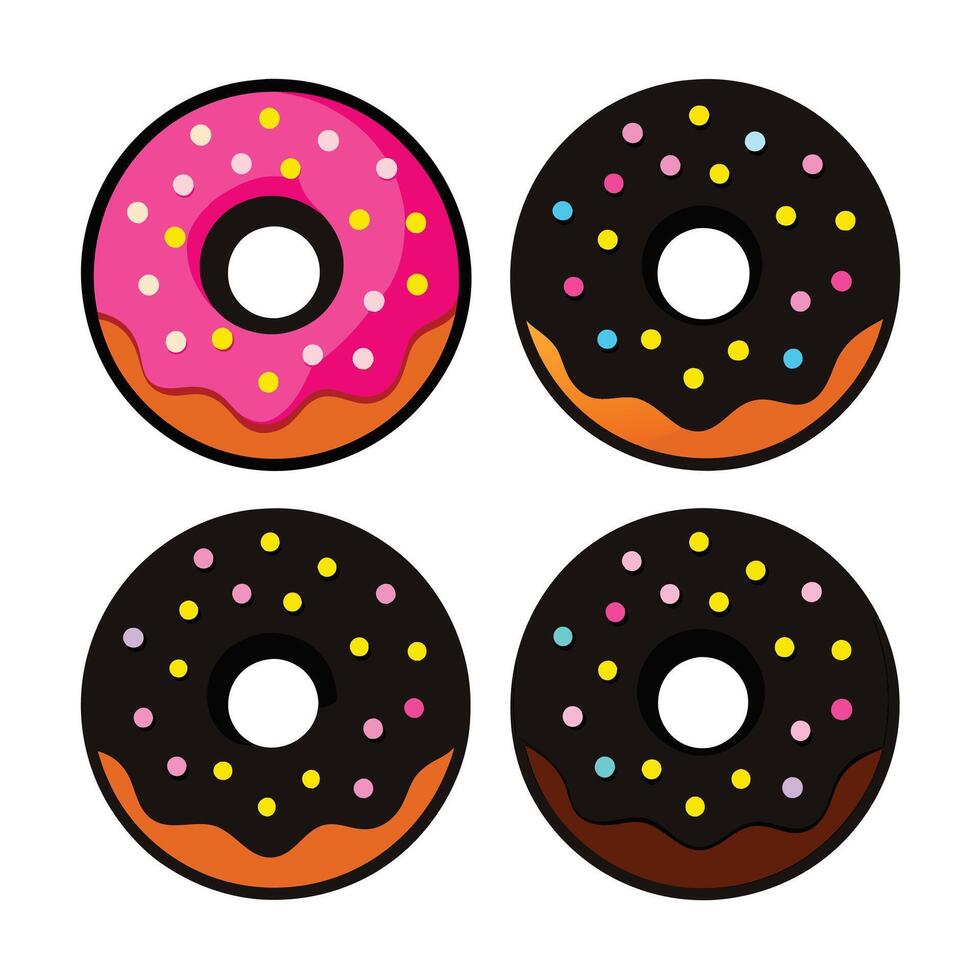 Set of delicious Donuts Collection on white background vector