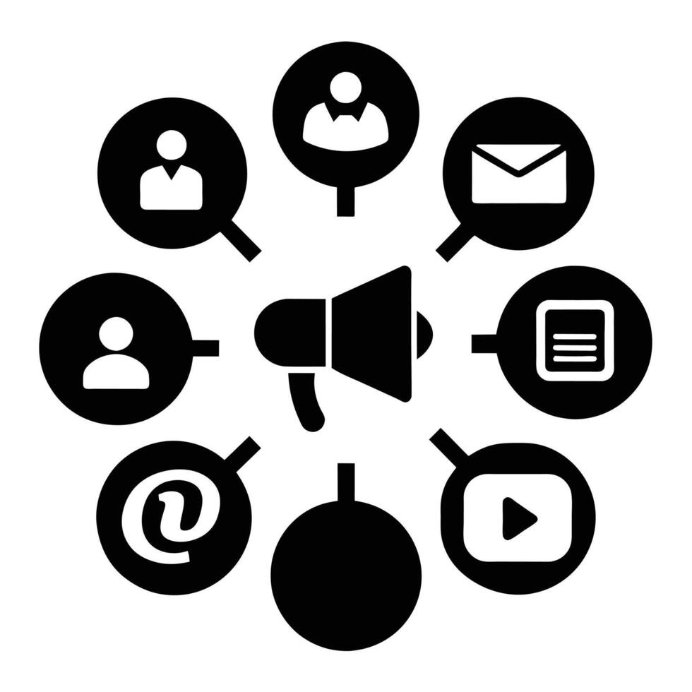 Set of digital marketing icons on white background vector