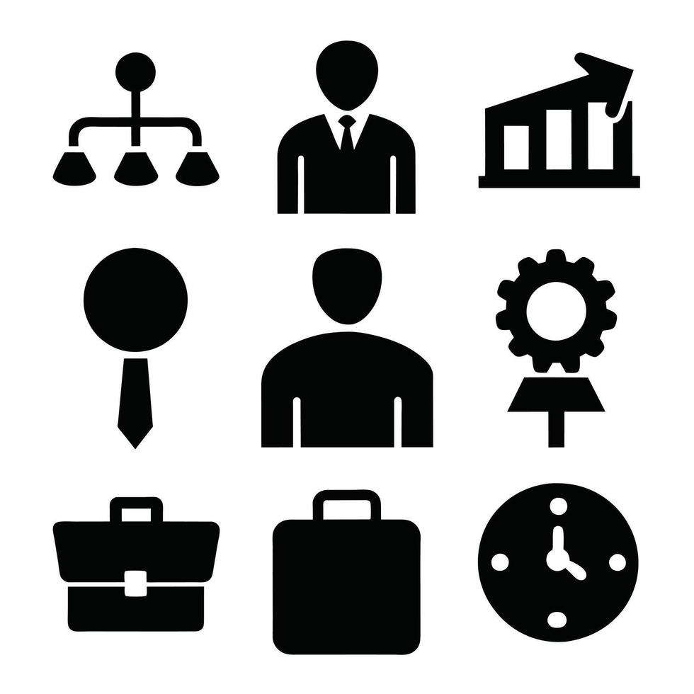 Set of office and business flat icons on white background vector