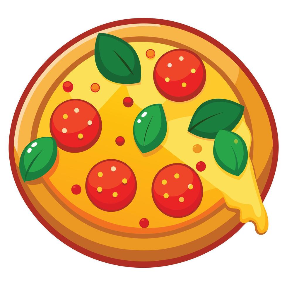 Italian pizza cartoon illustration on white background vector