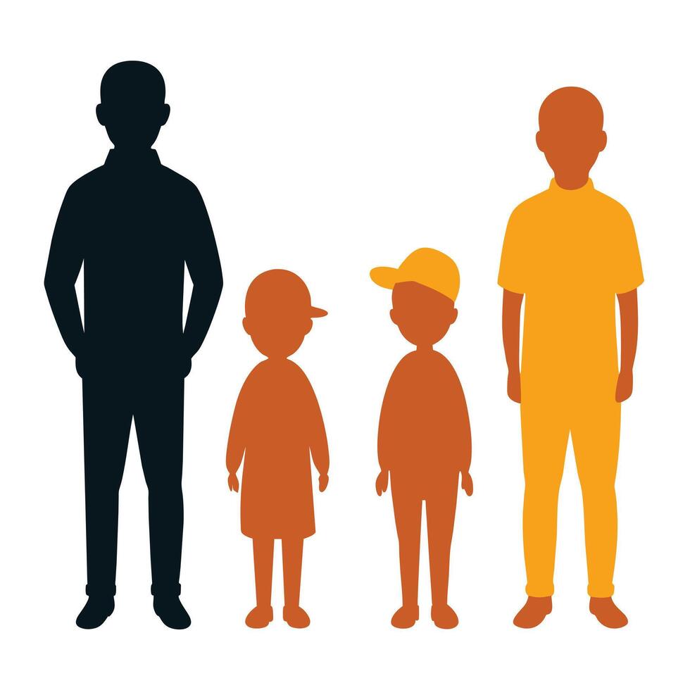 Set of father and Son Silhouette on white background vector