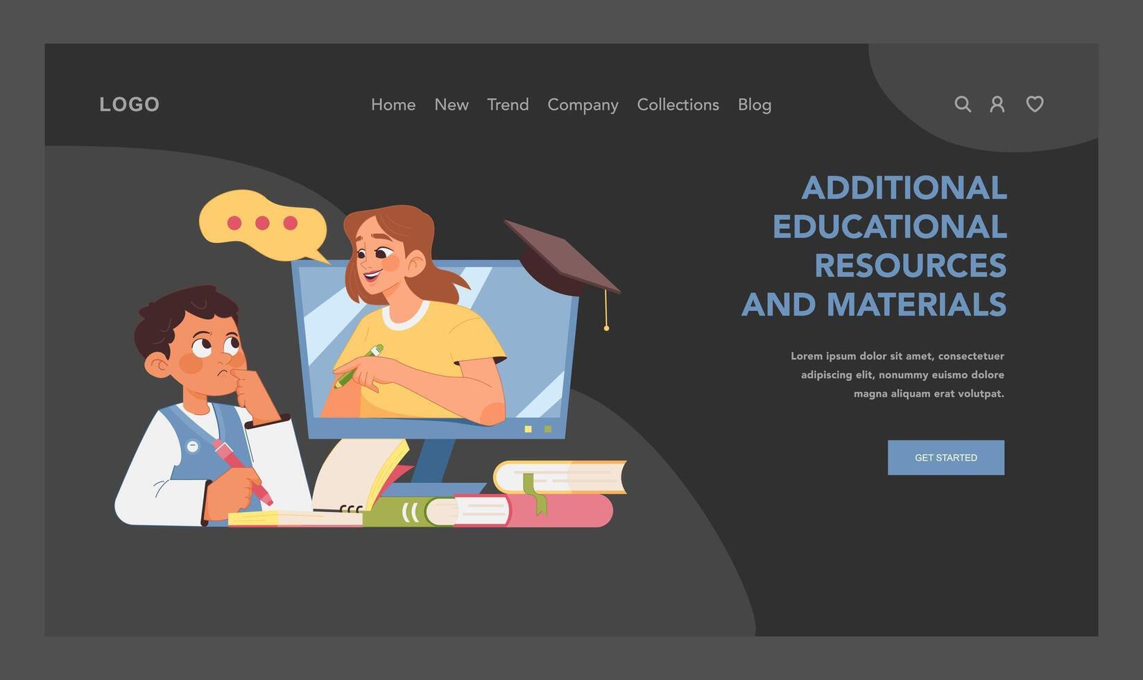 Online tutoring concept. Flat illustration vector