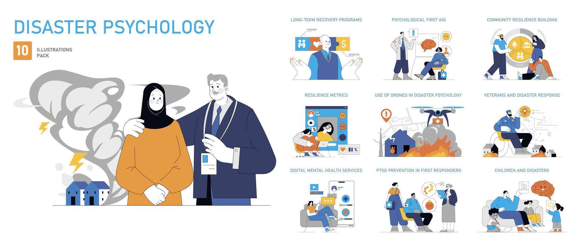 Disaster Psychology. Flat Illustration vector