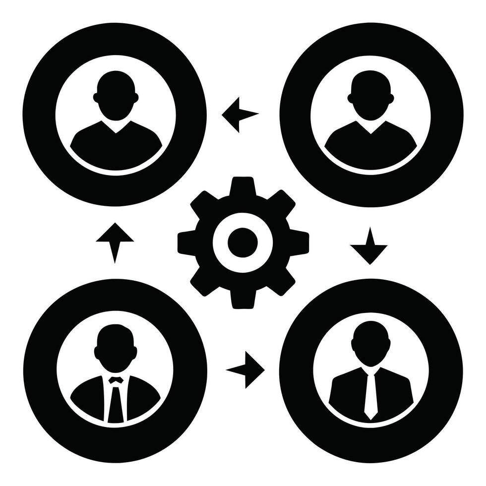 Set of operations management flat icons on white background vector