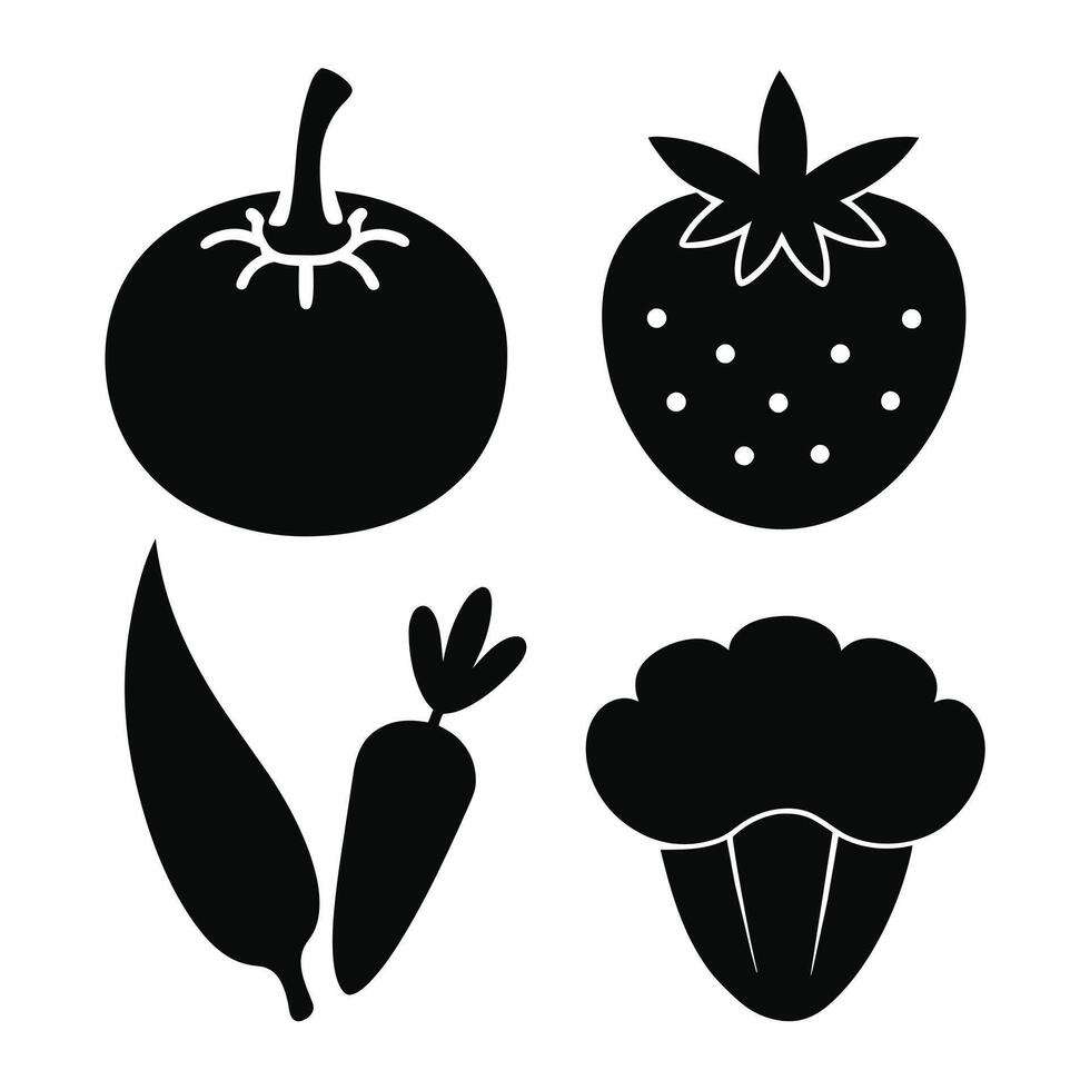 Set of vegetables Collection on white background vector