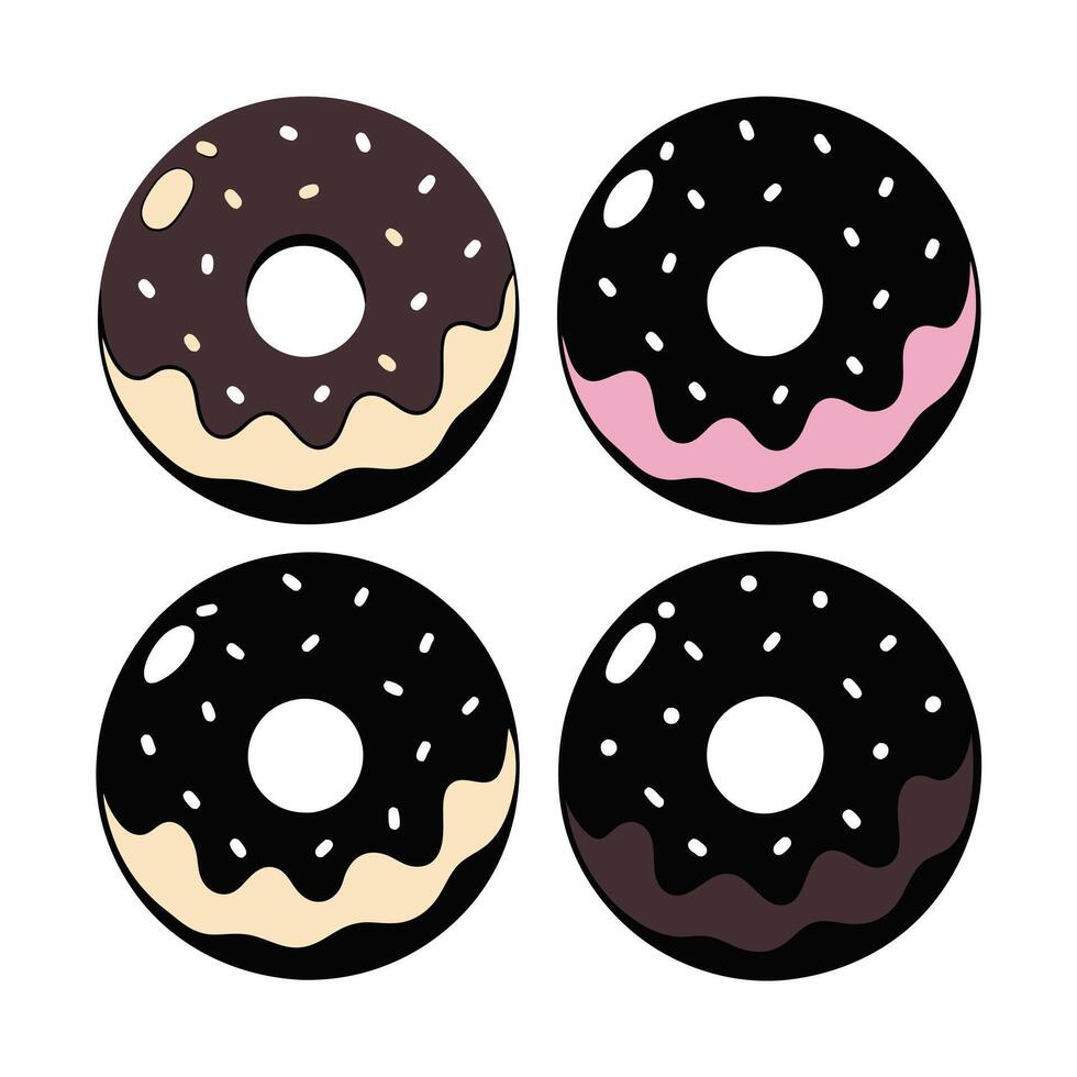 Set of delicious Donuts Collection on white background vector