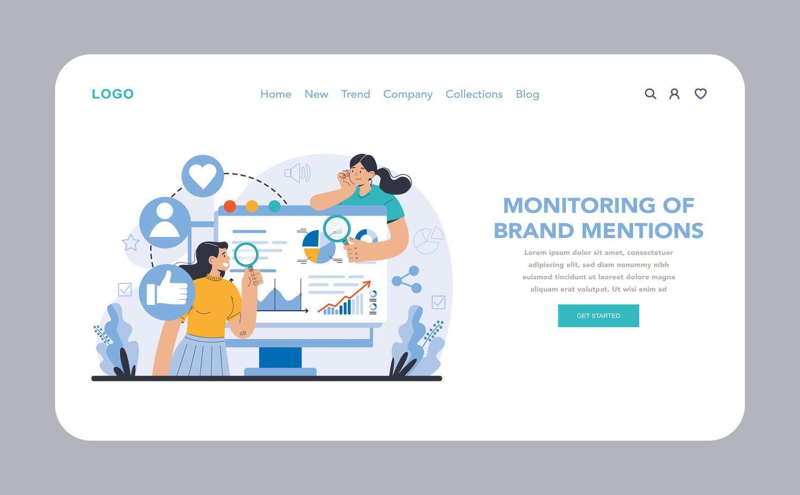 Reputation management web or landing. Building relationship vector