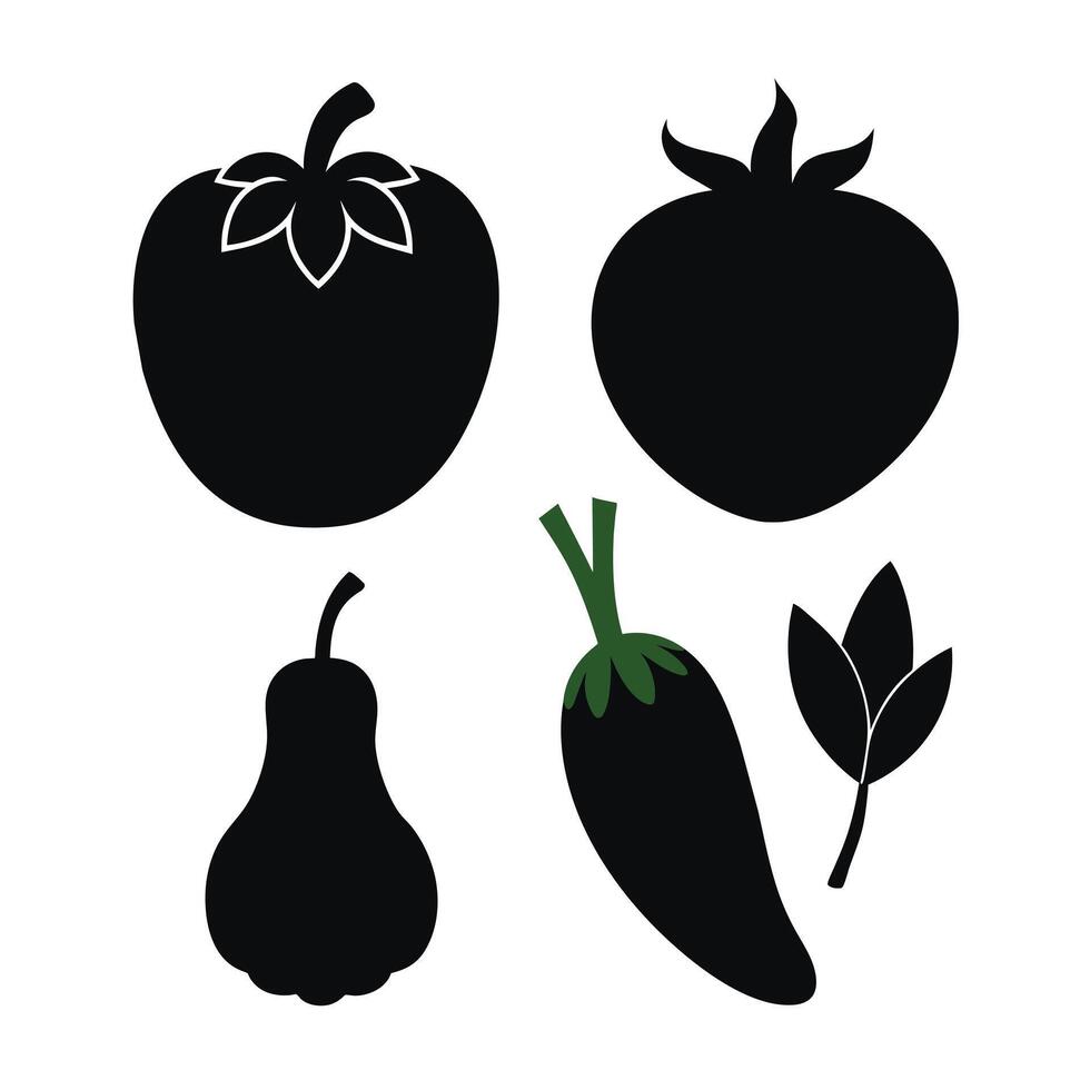 Set of vegetables Collection on white background vector