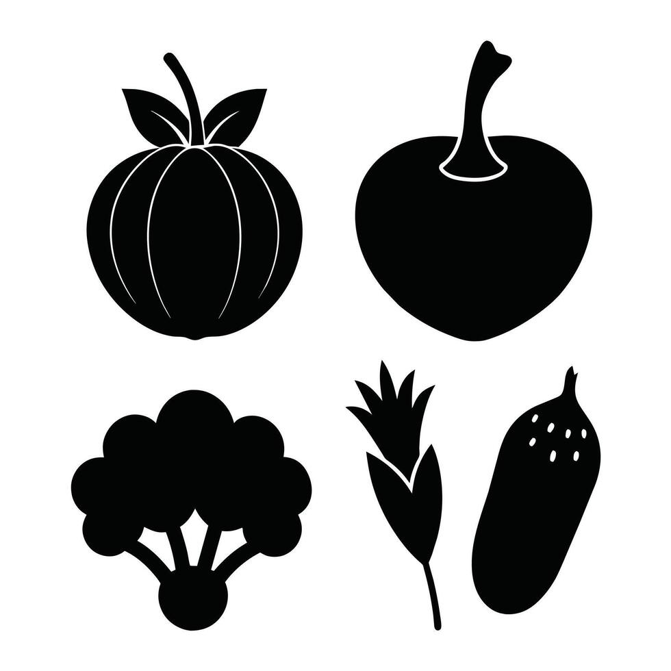 Set of vegetables Collection on white background vector