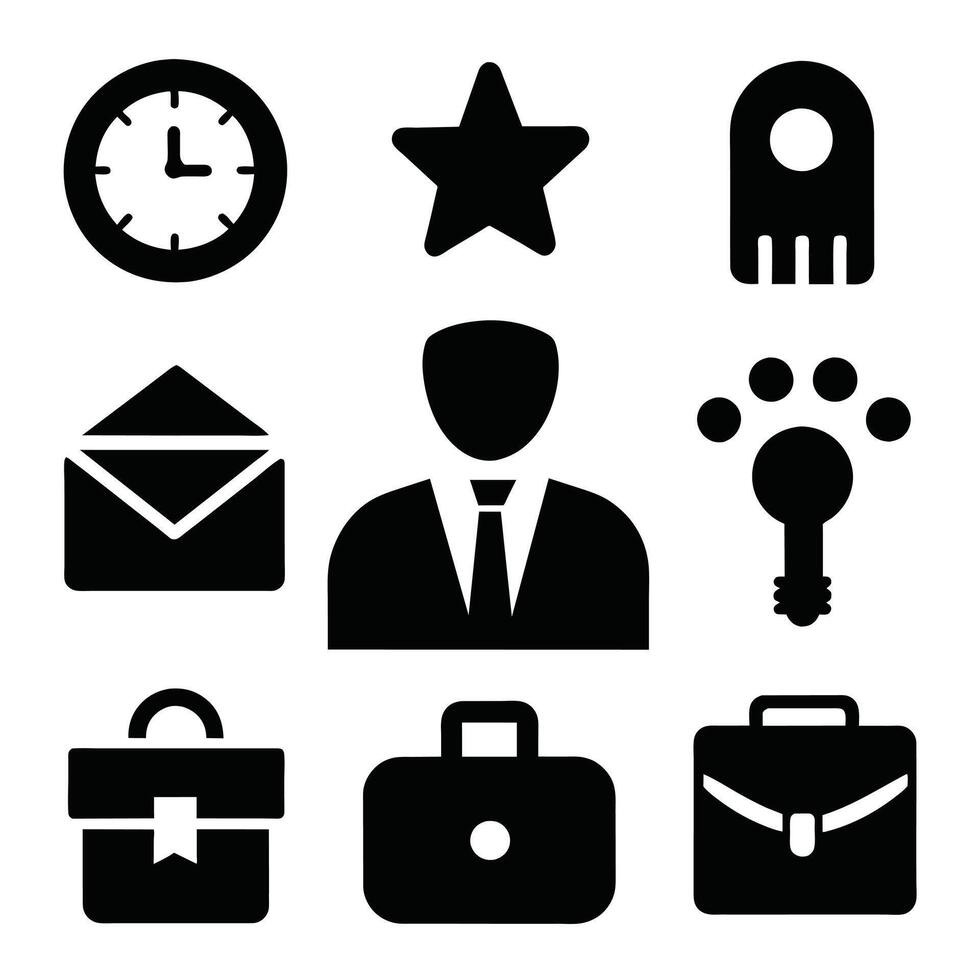 Set of office and business flat icons on white background vector
