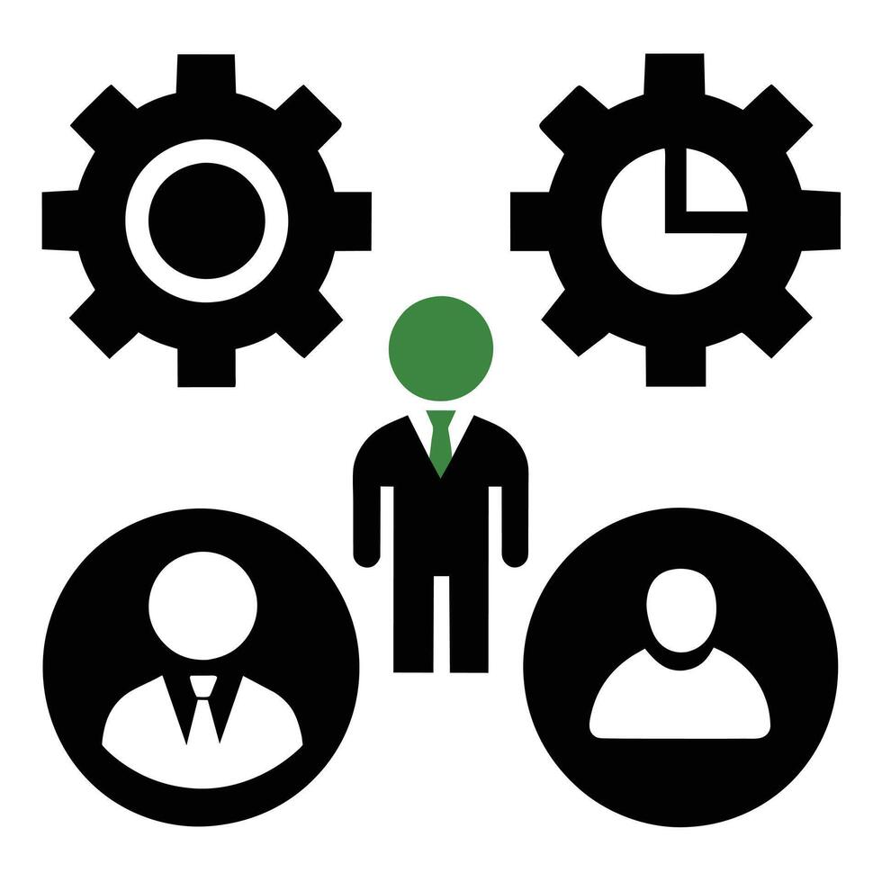 Set of operations management flat icons on white background vector