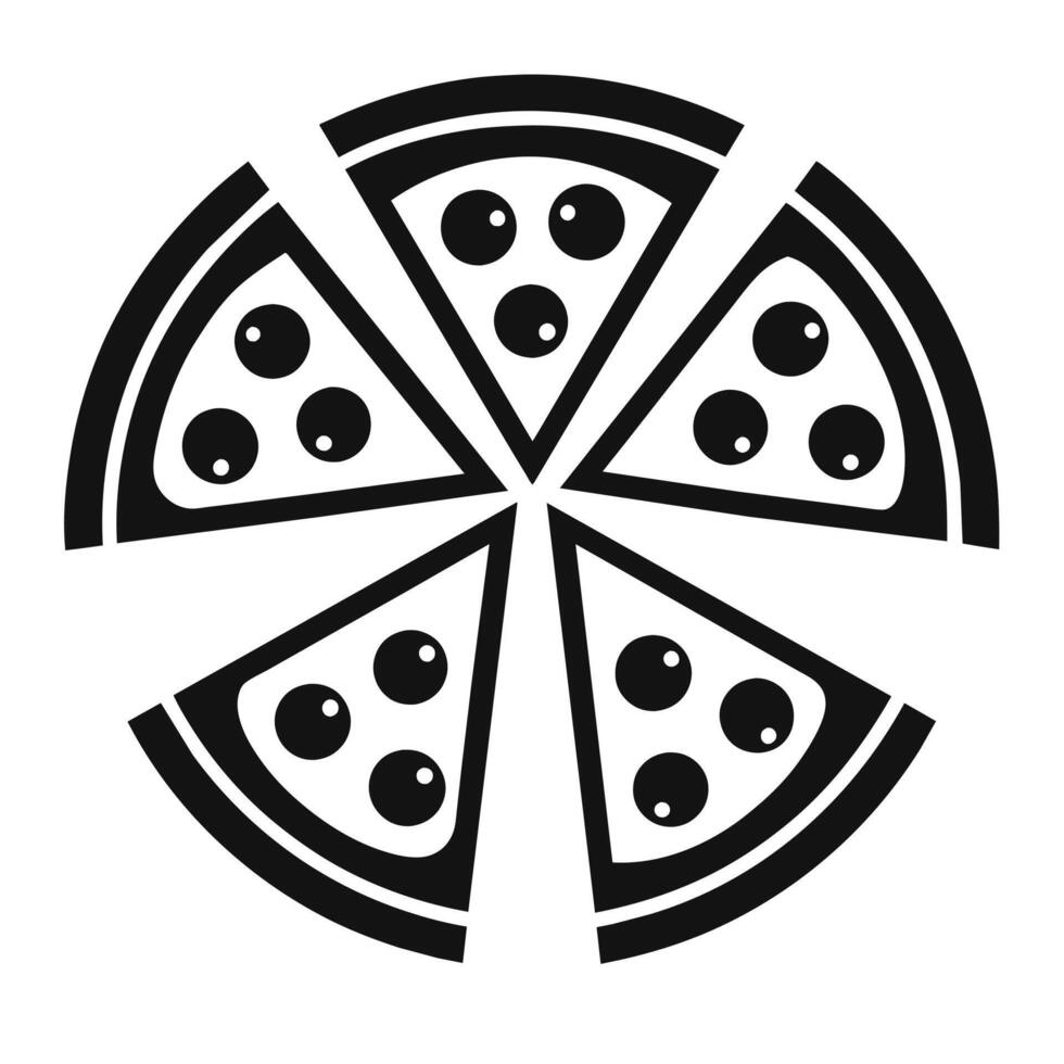 Set of Pizza with one slice separated linear icon on white background vector