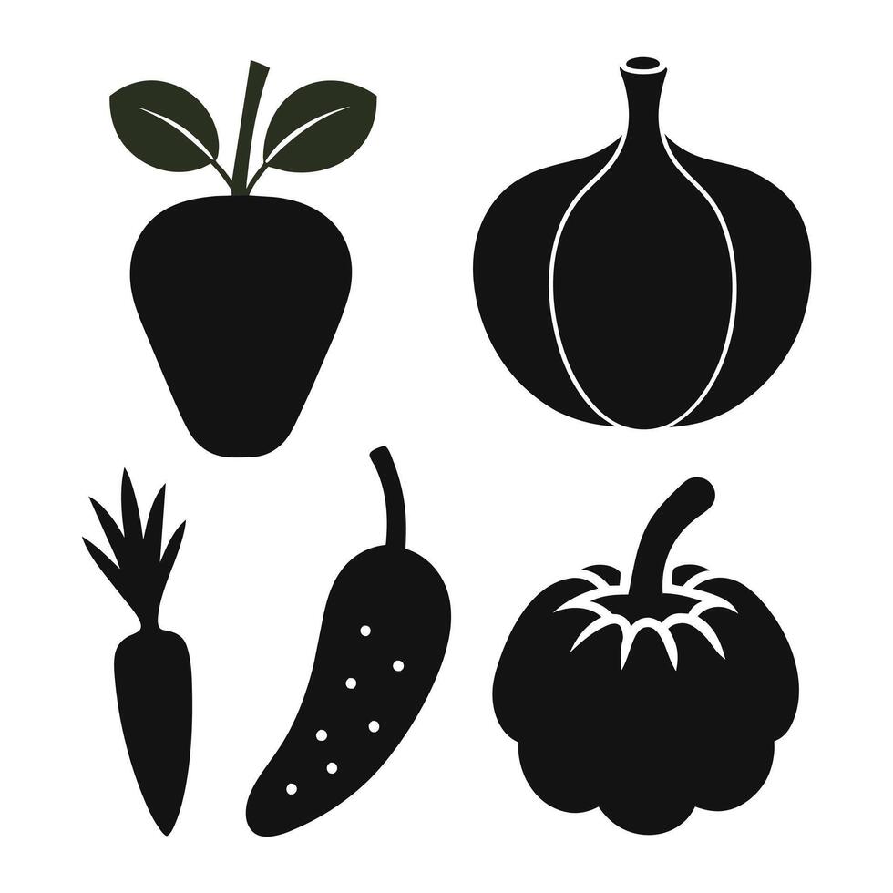 Set of vegetables Collection on white background vector