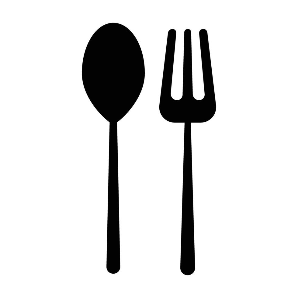 silhouette fork and spoon icon vector