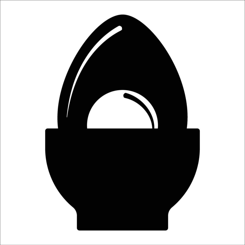 silhouette fried egg bowl icon vector