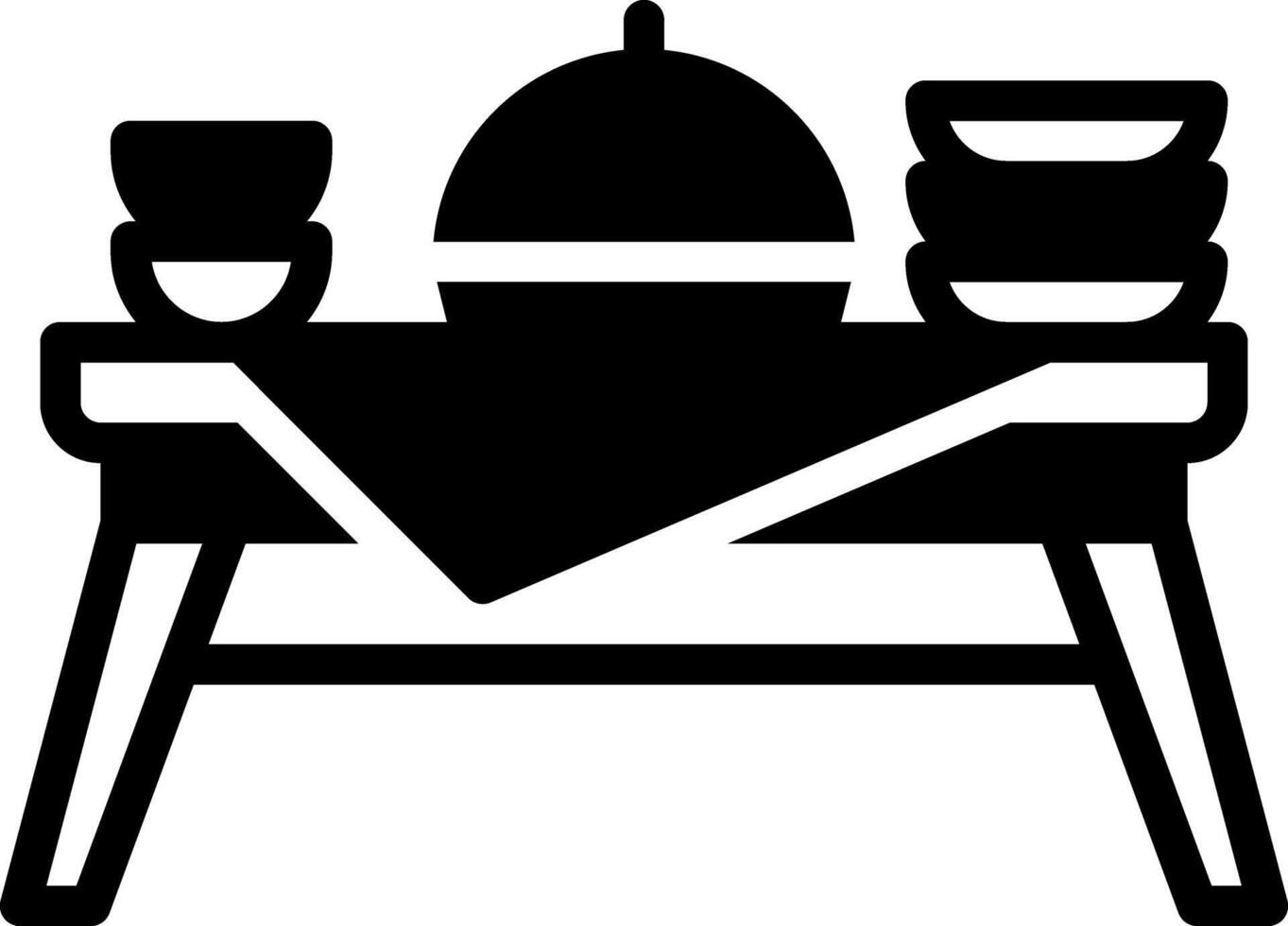 Solid black icon for dish vector