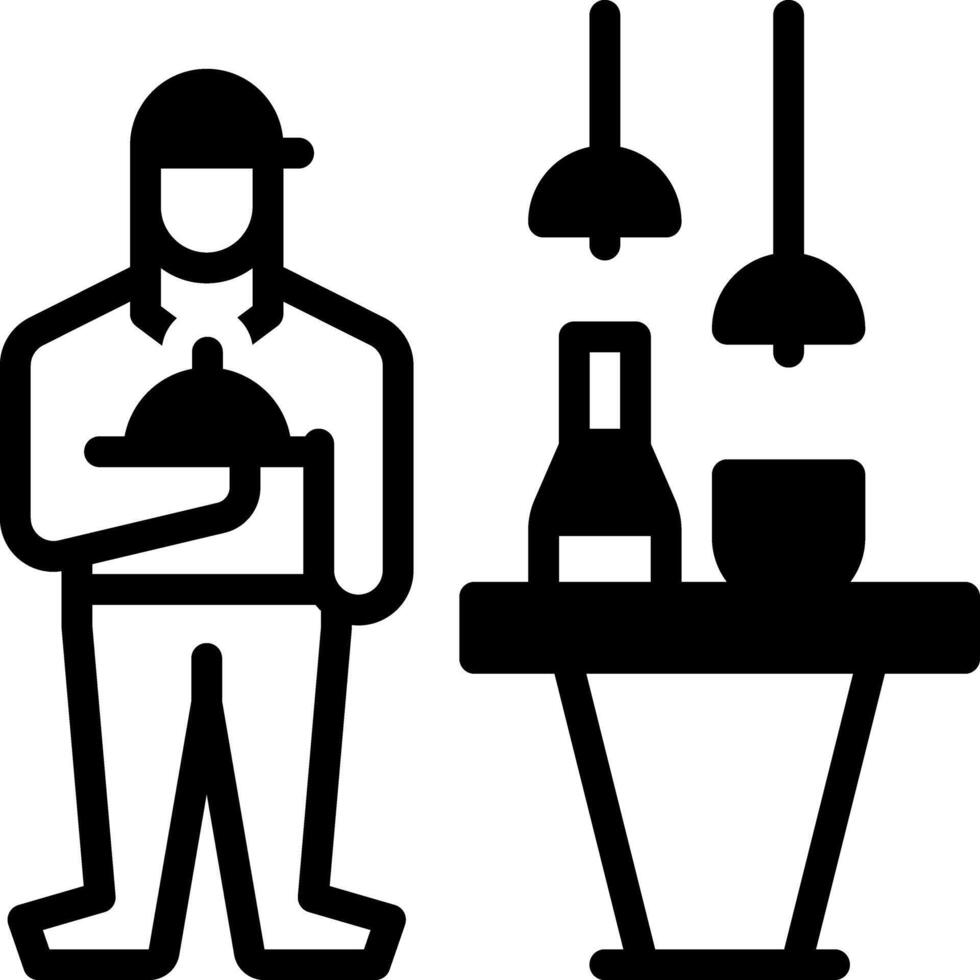 Solid black icon for waiter vector