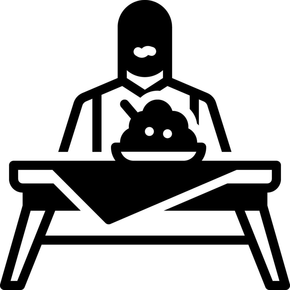 Solid black icon for eating vector