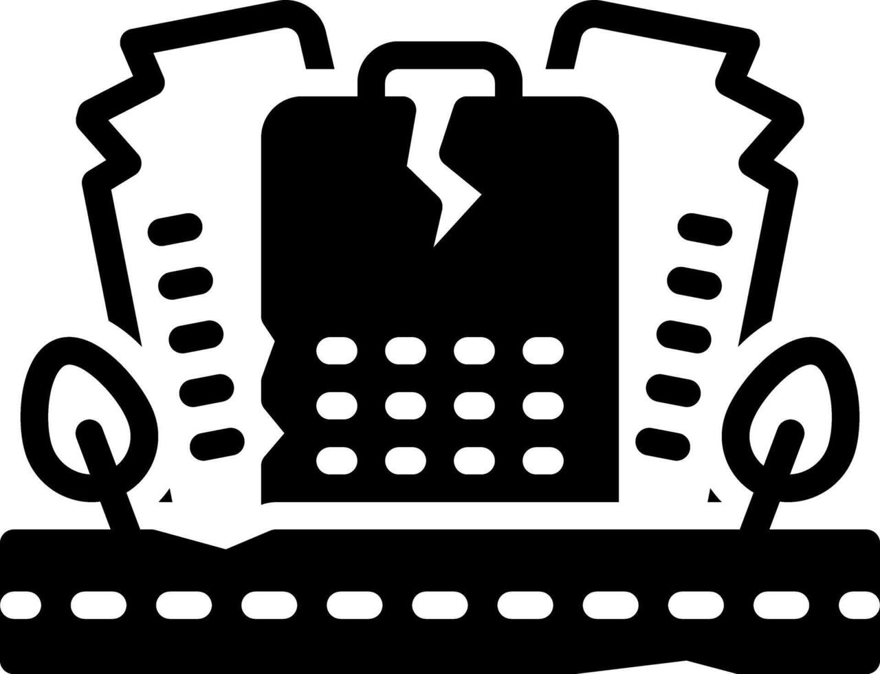 Solid black icon for earthquake vector