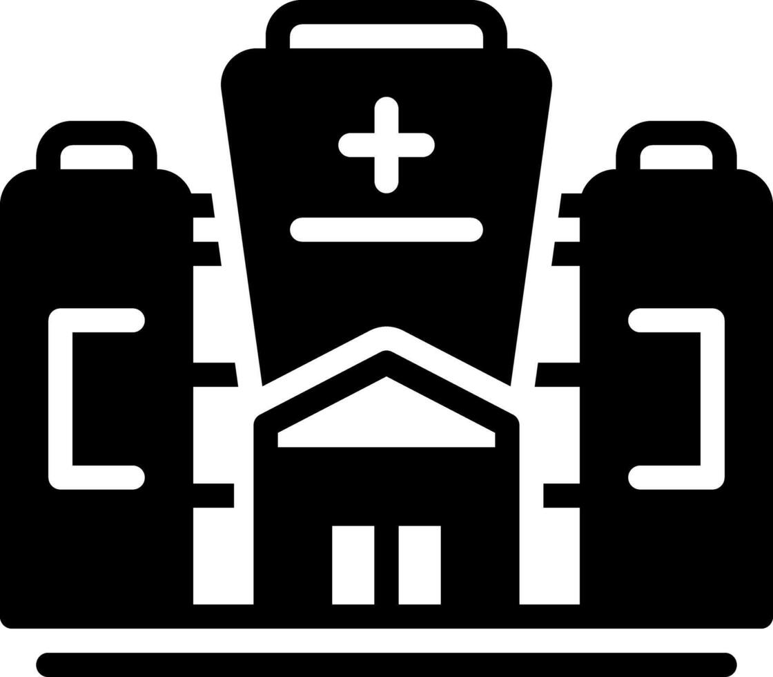 Solid black icon for hospital vector
