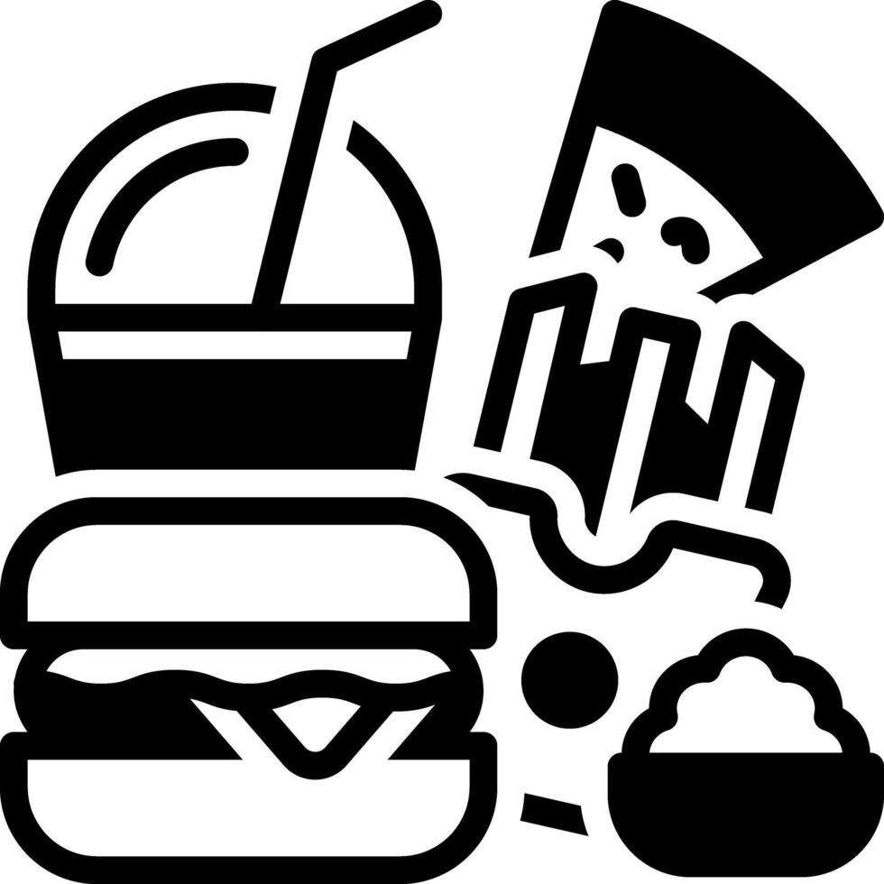 Solid black icon for fast food vector