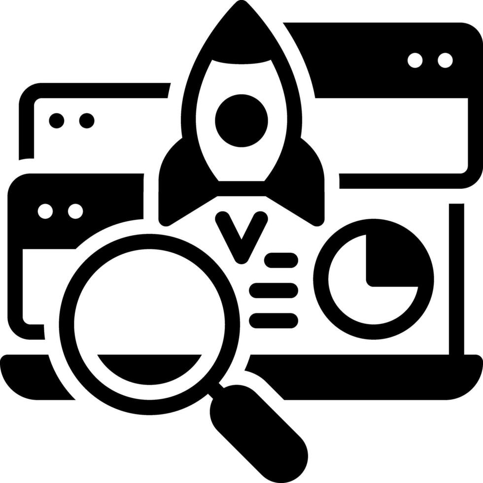 Solid black icon for seo vector