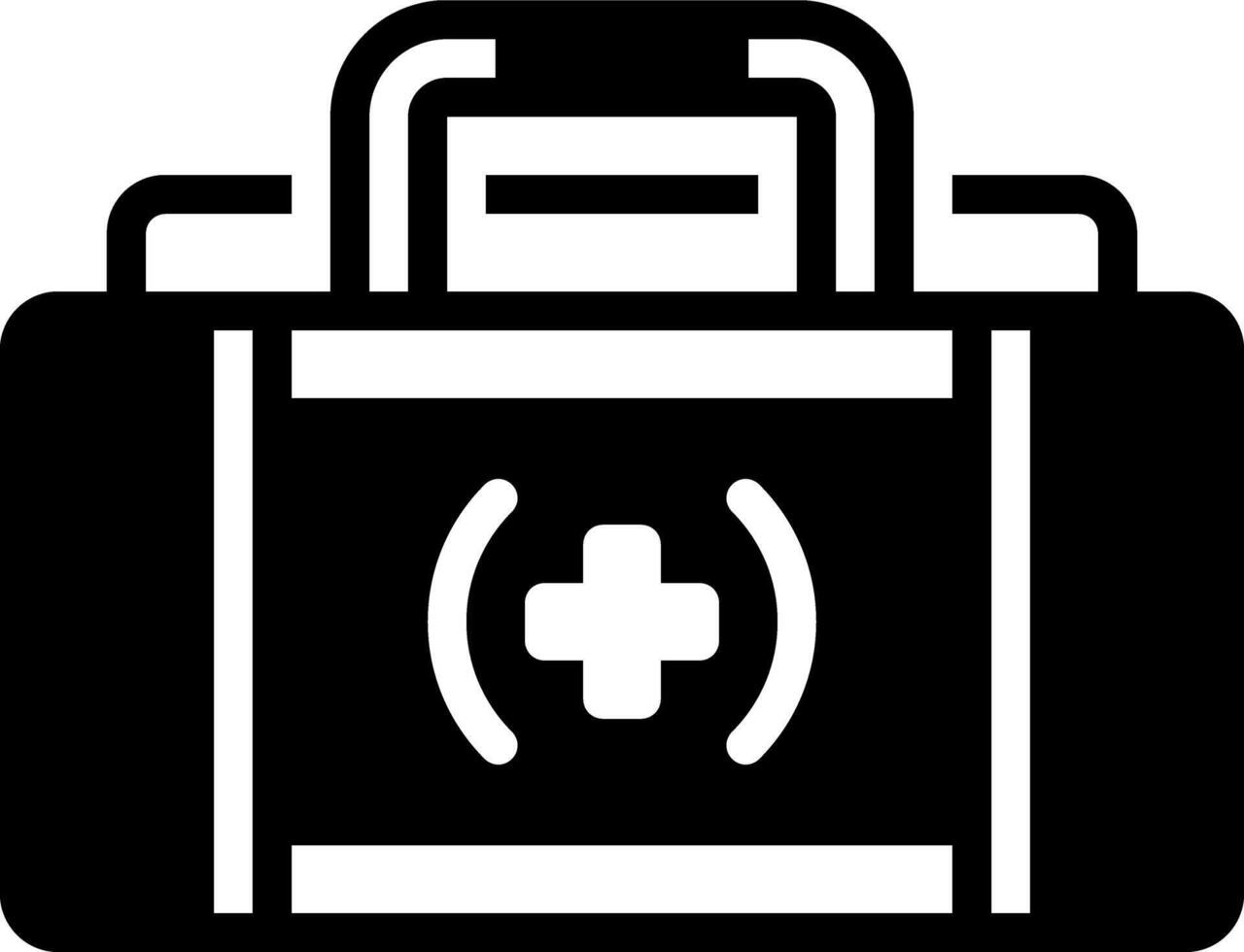 Solid black icon for emergency kit vector